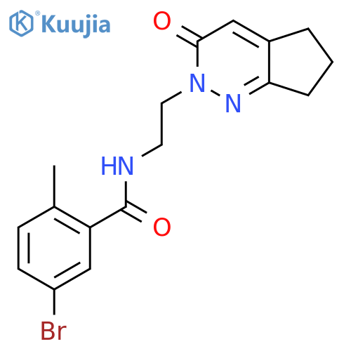 5-bromo-2-methyl-N-(2-{3-oxo-2H,3H,5H,6H,7H-cyclopentacpyridazin-2-yl}ethyl)benzamide structure