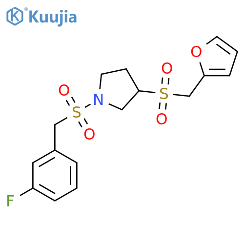 1-(3-fluorophenyl)methanesulfonyl-3-(furan-2-yl)methanesulfonylpyrrolidine structure