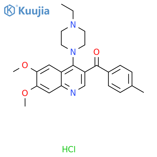 4-(4-ethylpiperazin-1-yl)-6,7-dimethoxy-3-(4-methylbenzoyl)quinoline hydrochloride structure