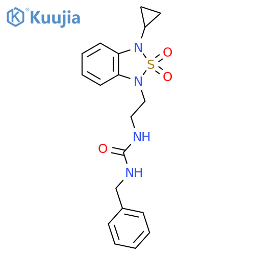 1-benzyl-3-2-(3-cyclopropyl-2,2-dioxo-1,3-dihydro-2lambda6,1,3-benzothiadiazol-1-yl)ethylurea structure