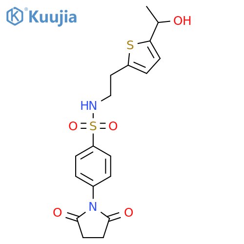 4-(2,5-dioxopyrrolidin-1-yl)-N-{2-5-(1-hydroxyethyl)thiophen-2-ylethyl}benzene-1-sulfonamide structure