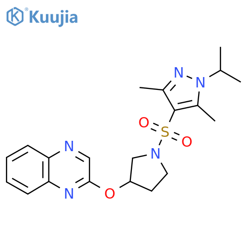 2-[(1-{[3,5-dimethyl-1-(propan-2-yl)-1H-pyrazol-4-yl]sulfonyl}pyrrolidin-3-yl)oxy]quinoxaline structure