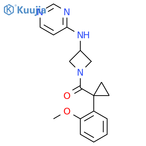 N-{1-1-(2-methoxyphenyl)cyclopropanecarbonylazetidin-3-yl}pyrimidin-4-amine structure