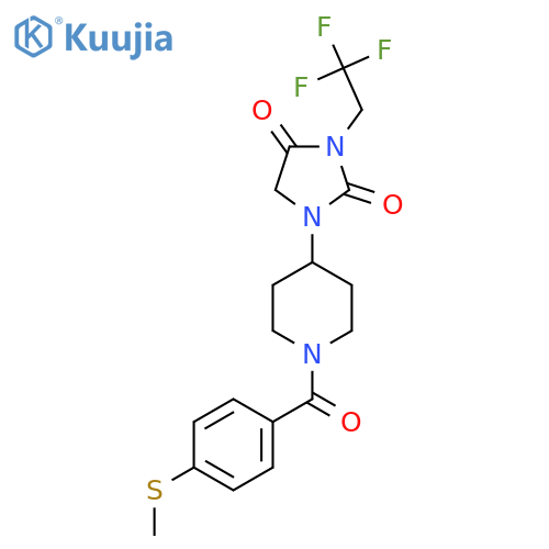 1-{1-4-(methylsulfanyl)benzoylpiperidin-4-yl}-3-(2,2,2-trifluoroethyl)imidazolidine-2,4-dione structure