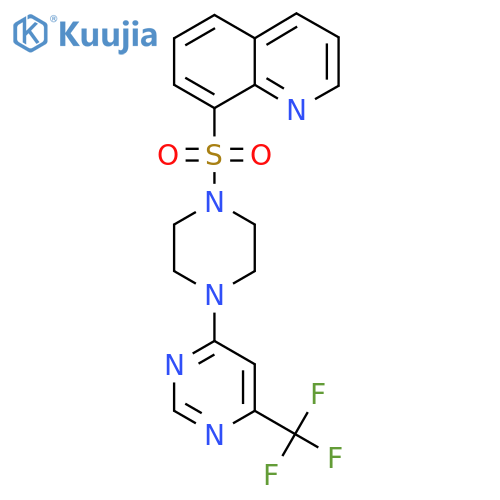 8-({4-[6-(Trifluoromethyl)pyrimidin-4-yl]piperazin-1-yl}sulfonyl)quinoline structure