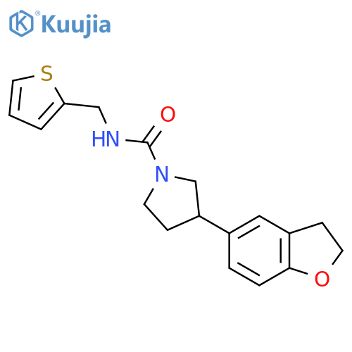 3-(2,3-dihydro-1-benzofuran-5-yl)-N-(thiophen-2-yl)methylpyrrolidine-1-carboxamide structure