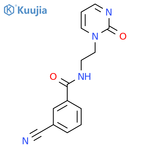 3-cyano-N-[2-(2-oxo-1,2-dihydropyrimidin-1-yl)ethyl]benzamide structure