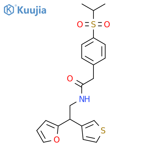 N-[2-(furan-2-yl)-2-(thiophen-3-yl)ethyl]-2-[4-(propane-2-sulfonyl)phenyl]acetamide structure