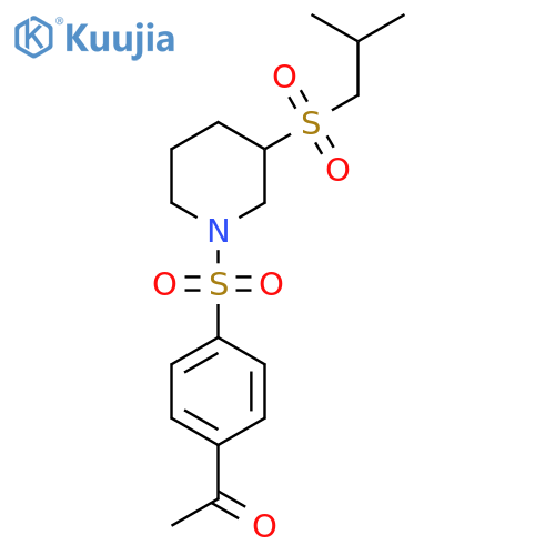 1-(4-{3-(2-methylpropanesulfonyl)piperidin-1-ylsulfonyl}phenyl)ethan-1-one structure