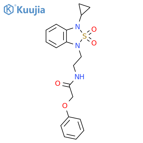 N-2-(3-cyclopropyl-2,2-dioxo-1,3-dihydro-2lambda6,1,3-benzothiadiazol-1-yl)ethyl-2-phenoxyacetamide structure