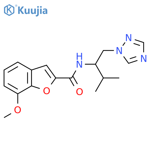 7-methoxy-N-[3-methyl-1-(1H-1,2,4-triazol-1-yl)butan-2-yl]-1-benzofuran-2-carboxamide structure