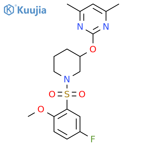 2-{[1-(5-fluoro-2-methoxybenzenesulfonyl)piperidin-3-yl]oxy}-4,6-dimethylpyrimidine structure