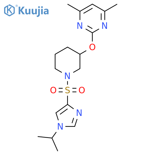 4,6-dimethyl-2-[(1-{[1-(propan-2-yl)-1H-imidazol-4-yl]sulfonyl}piperidin-3-yl)oxy]pyrimidine structure