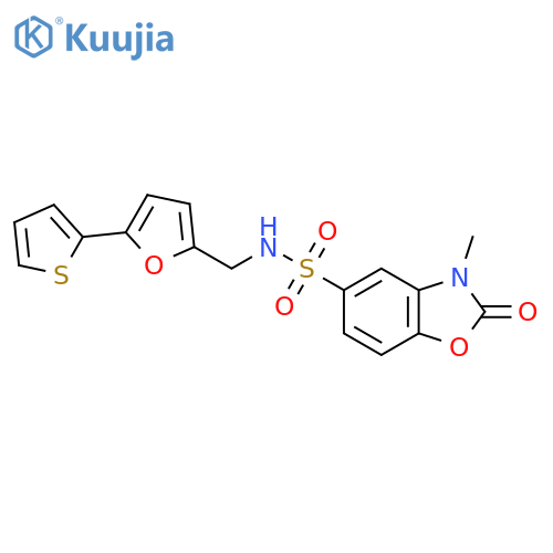 3-methyl-2-oxo-N-{[5-(thiophen-2-yl)furan-2-yl]methyl}-2,3-dihydro-1,3-benzoxazole-5-sulfonamide structure