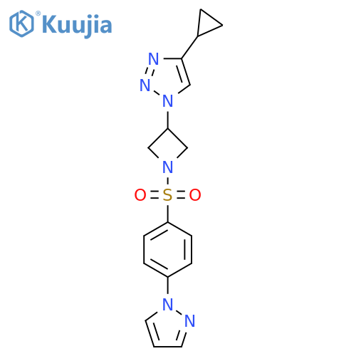 4-cyclopropyl-1-{1-4-(1H-pyrazol-1-yl)benzenesulfonylazetidin-3-yl}-1H-1,2,3-triazole structure