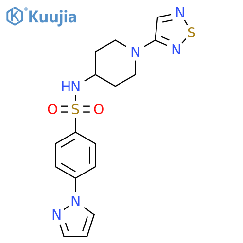 4-(1H-pyrazol-1-yl)-N-1-(1,2,5-thiadiazol-3-yl)piperidin-4-ylbenzene-1-sulfonamide structure