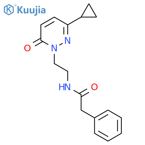 N-[2-(3-cyclopropyl-6-oxo-1,6-dihydropyridazin-1-yl)ethyl]-2-phenylacetamide structure