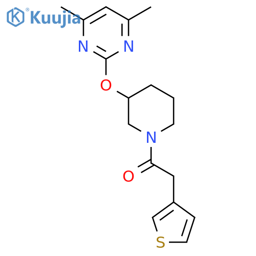 1-{3-[(4,6-dimethylpyrimidin-2-yl)oxy]piperidin-1-yl}-2-(thiophen-3-yl)ethan-1-one structure