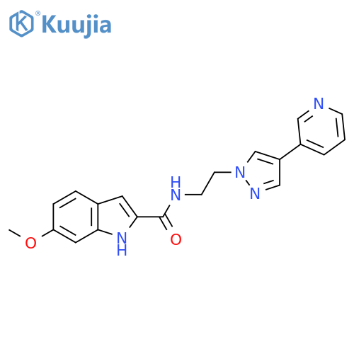 6-methoxy-N-{2-4-(pyridin-3-yl)-1H-pyrazol-1-ylethyl}-1H-indole-2-carboxamide structure
