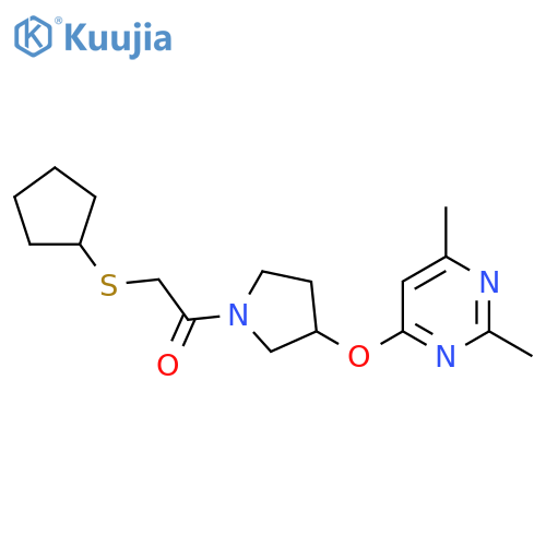 2-(cyclopentylsulfanyl)-1-{3-(2,6-dimethylpyrimidin-4-yl)oxypyrrolidin-1-yl}ethan-1-one structure