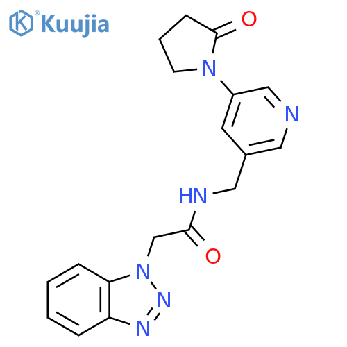 2-(1H-1,2,3-benzotriazol-1-yl)-N-{[5-(2-oxopyrrolidin-1-yl)pyridin-3-yl]methyl}acetamide structure