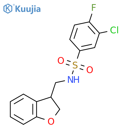 3-chloro-N-[(2,3-dihydro-1-benzofuran-3-yl)methyl]-4-fluorobenzene-1-sulfonamide structure