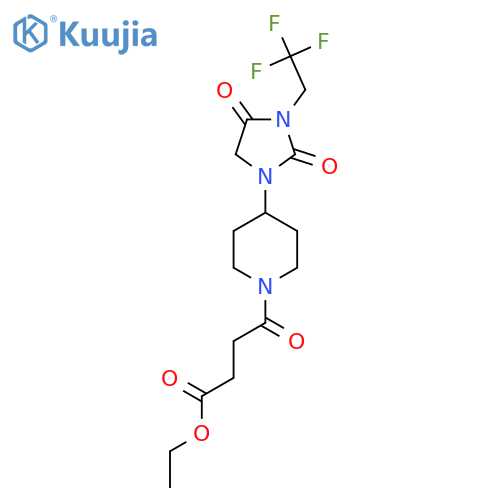 ethyl 4-{4-2,4-dioxo-3-(2,2,2-trifluoroethyl)imidazolidin-1-ylpiperidin-1-yl}-4-oxobutanoate structure