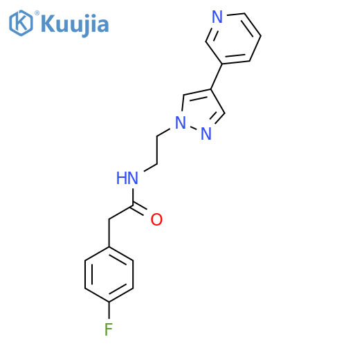 2-(4-fluorophenyl)-N-{2-4-(pyridin-3-yl)-1H-pyrazol-1-ylethyl}acetamide structure