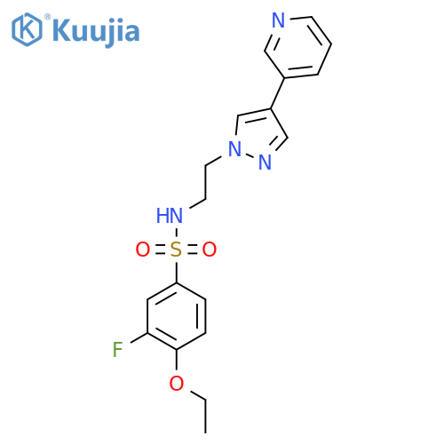 4-ethoxy-3-fluoro-N-{2-[4-(pyridin-3-yl)-1H-pyrazol-1-yl]ethyl}benzene-1-sulfonamide structure