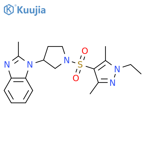 1-{1-[(1-ethyl-3,5-dimethyl-1H-pyrazol-4-yl)sulfonyl]pyrrolidin-3-yl}-2-methyl-1H-1,3-benzodiazole structure