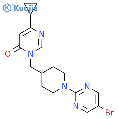 3-{1-(5-bromopyrimidin-2-yl)piperidin-4-ylmethyl}-6-cyclopropyl-3,4-dihydropyrimidin-4-one structure