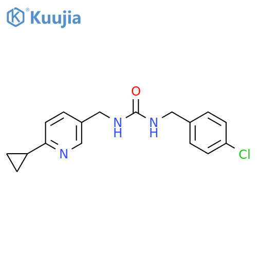 1-[(4-Chlorophenyl)methyl]-3-[(6-cyclopropylpyridin-3-yl)methyl]urea structure