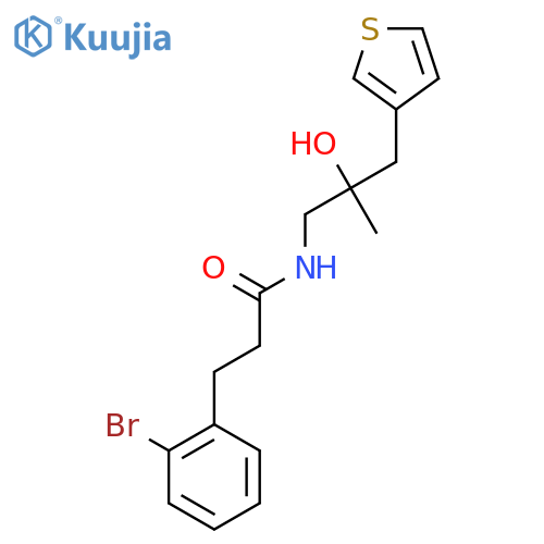 3-(2-bromophenyl)-N-{2-hydroxy-2-[(thiophen-3-yl)methyl]propyl}propanamide structure