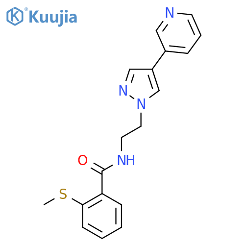 2-(methylsulfanyl)-N-{2-4-(pyridin-3-yl)-1H-pyrazol-1-ylethyl}benzamide structure