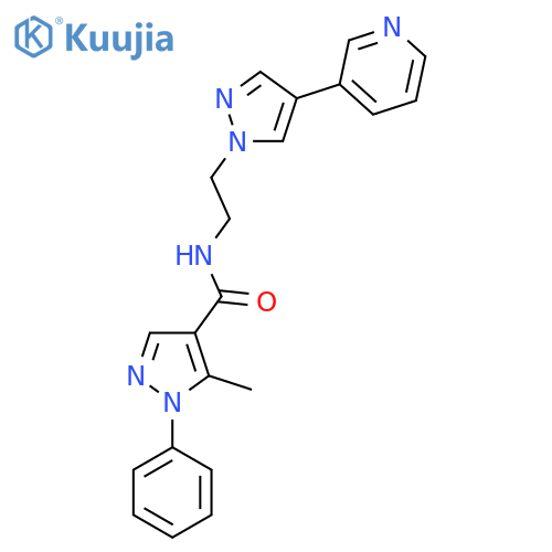 5-methyl-1-phenyl-N-{2-4-(pyridin-3-yl)-1H-pyrazol-1-ylethyl}-1H-pyrazole-4-carboxamide structure