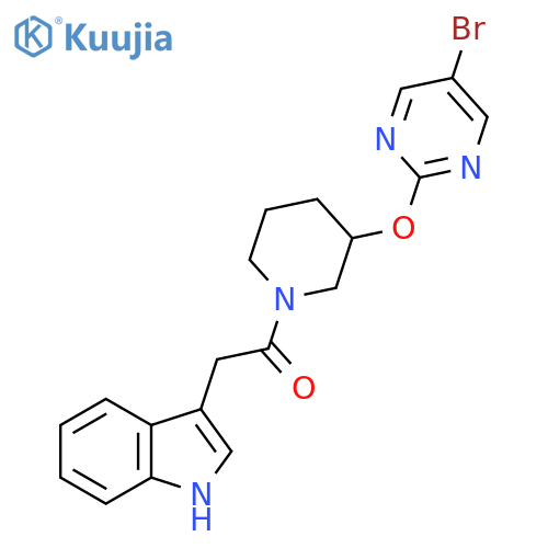 1-{3-[(5-bromopyrimidin-2-yl)oxy]piperidin-1-yl}-2-(1H-indol-3-yl)ethan-1-one structure