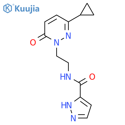 N-[2-(3-cyclopropyl-6-oxo-1,6-dihydropyridazin-1-yl)ethyl]-1H-pyrazole-3-carboxamide structure