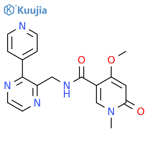 4-methoxy-1-methyl-6-oxo-N-{[3-(pyridin-4-yl)pyrazin-2-yl]methyl}-1,6-dihydropyridine-3-carboxamide structure