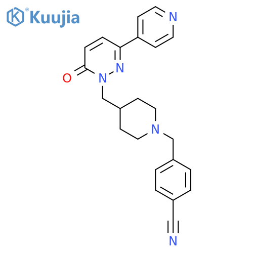 4-[(4-{[6-Oxo-3-(pyridin-4-yl)-1,6-dihydropyridazin-1-yl]methyl}piperidin-1-yl)methyl]benzonitrile structure