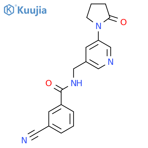 3-cyano-N-{[5-(2-oxopyrrolidin-1-yl)pyridin-3-yl]methyl}benzamide structure
