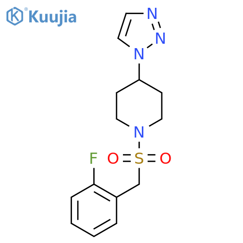 1-((2-fluorobenzyl)sulfonyl)-4-(1H-1,2,3-triazol-1-yl)piperidine structure