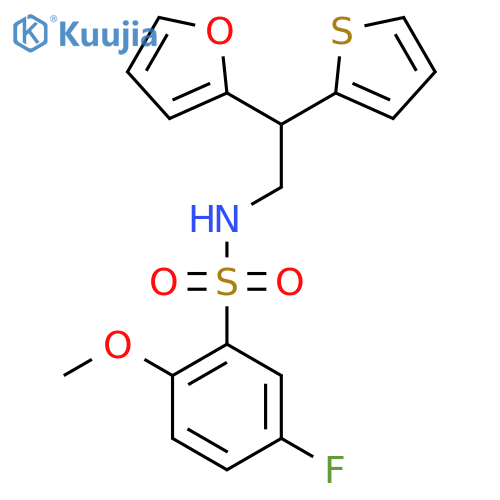 5-fluoro-N-[2-(furan-2-yl)-2-(thiophen-2-yl)ethyl]-2-methoxybenzene-1-sulfonamide structure
