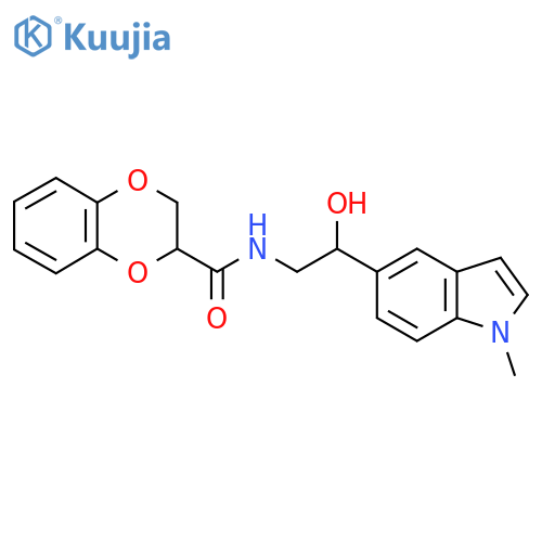 N-2-hydroxy-2-(1-methyl-1H-indol-5-yl)ethyl-2,3-dihydro-1,4-benzodioxine-2-carboxamide structure