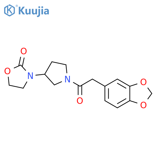 3-{1-[2-(2H-1,3-benzodioxol-5-yl)acetyl]pyrrolidin-3-yl}-1,3-oxazolidin-2-one structure