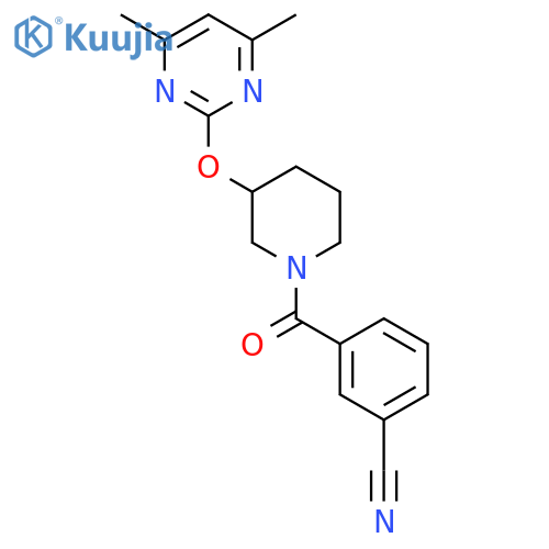 3-{3-[(4,6-dimethylpyrimidin-2-yl)oxy]piperidine-1-carbonyl}benzonitrile structure