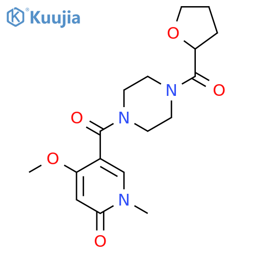 4-Methoxy-1-methyl-5-[4-(oxolane-2-carbonyl)piperazine-1-carbonyl]-1,2-dihydropyridin-2-one structure