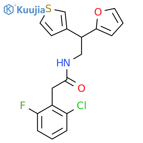 2-(2-chloro-6-fluorophenyl)-N-2-(furan-2-yl)-2-(thiophen-3-yl)ethylacetamide structure