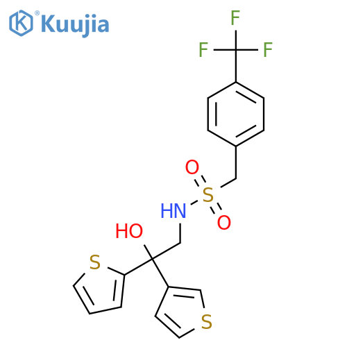 N-2-hydroxy-2-(thiophen-2-yl)-2-(thiophen-3-yl)ethyl-1-4-(trifluoromethyl)phenylmethanesulfonamide structure