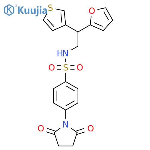 4-(2,5-dioxopyrrolidin-1-yl)-N-2-(furan-2-yl)-2-(thiophen-3-yl)ethylbenzene-1-sulfonamide structure