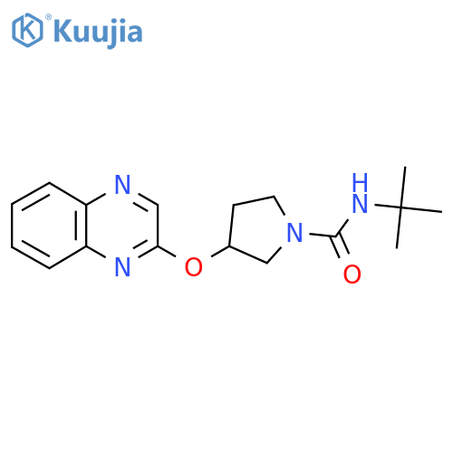 N-tert-butyl-3-(quinoxalin-2-yloxy)pyrrolidine-1-carboxamide structure